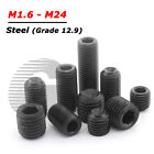 M1.6 - M24 Grub Screws Cup Point Allen Socket Set Screw Din 914 Black 12.9 Steel