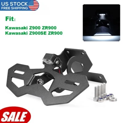 Soporte de matrícula ordenado con luz para Kawasaki Z900 ZR900 Z900SE ZR900 2022-2024 Foto 1 de 4