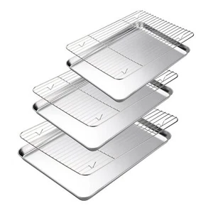 Baking Sheet With Cooling Rack Set 3 Premium Stainless Steel Cookie Sheets And 3 - Picture 1 of 6