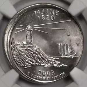 2003 NGC MS66 Off Center Maine Statehood Quarter Mint Error Extremely Rare Date - Picture 1 of 4