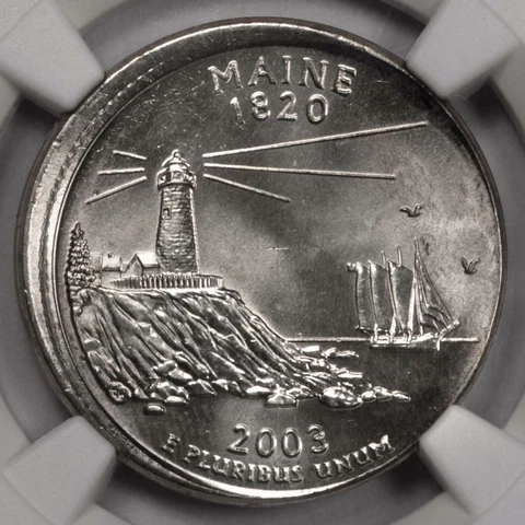 2003 NGC MS66 Off Center Maine Statehood Quarter Mint Error Extremely Rare Date Cover