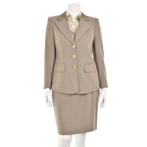 Escada 3Pc Wool Suit Set - Taupe Fine Jacket, Skirt & Pant Suit sz 40/42, 10/12 - Picture 1 of 13