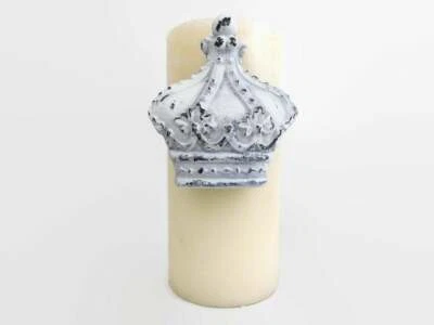 Prendedor de vela corona blanca Shabby Chic para vela de pilar, victoriano, granja, NUEVO  Foto 1 de 4