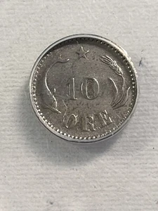 1897 Denmark 10 Ore Small Silver Coin Graded VF 25 Details Cleaned by ANACS - Picture 1 of 4