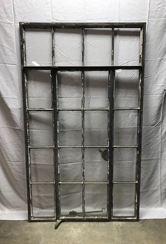 Industrial 38x64 Steel 20 Lite Casement Double Sidelight Transom Top 1951-22B Cover