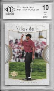 Tarjeta de golf Tiger Woods Rookie Victory March 2001 clasificación 10 #151 - Imagen 1 de 2