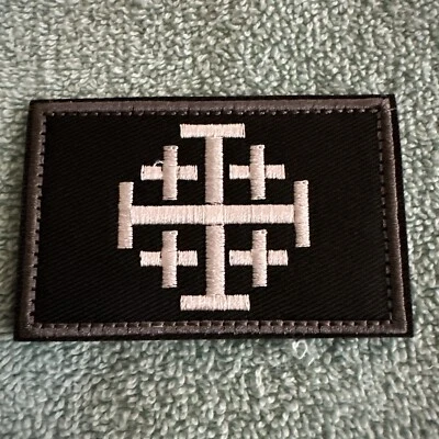 KNIGHTS TEMPLAR JERUSALEM CROSS 2x3 Embroidered Morale Patch Hook Backing New - Image 1 of 4