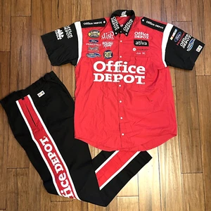 Carl Edwards OFFICE DEPOT Nascar Race Used Pit Crew Shirt XL Pants Roush Ford B1 - Picture 1 of 21