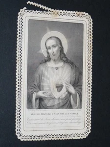 CHROMO 1880-1900 IMAGE PIEUSE SACRE COEUR JESUS HOLY CARD CANIVET RELIGION - Imagen 1 de 2