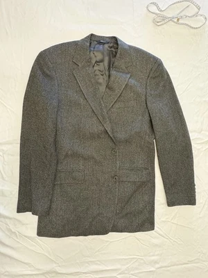 Abrigo deportivo Brooks Brothers para hombre 44R gris espiga lana de cordero tweed 2 botones Foto 1 de 4