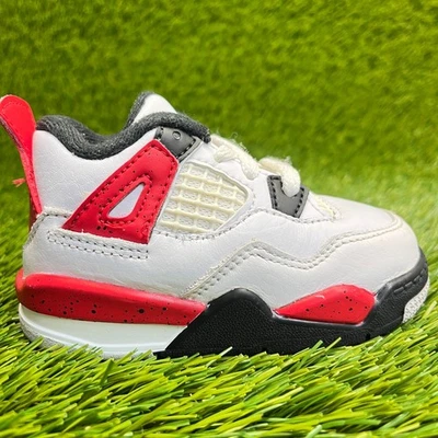 Nike Air Jordan 4 ретро ребенка ясельного возраста размер 5C белый красный баскетбол обувь кроссовки - Изображение 1 из 4