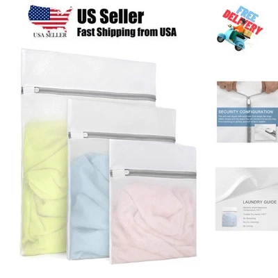 3 шт. прочные тонкие сетчатые пакеты для стирки белья для деликатесов 1 большой, 1 средний, 1 маленький... - Изображение 1 из 4