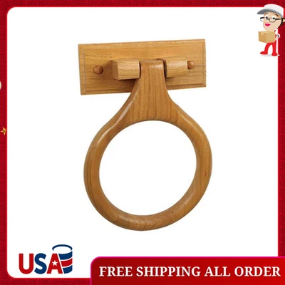 Anillo toallero de mano Design House Dalton en madera acabado roble miel Foto 1 de 4