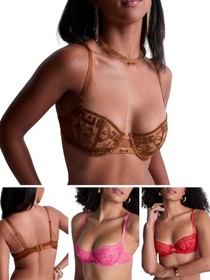 Aubade Rules of Attraction Half Cup Bra Underwired Non Padded Bras Embroidered