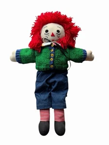 18" Raggedy Andy Puppe Handarbeit Vintage 1980er Vintage Wolle grün Pullover - Bild 1 von 2