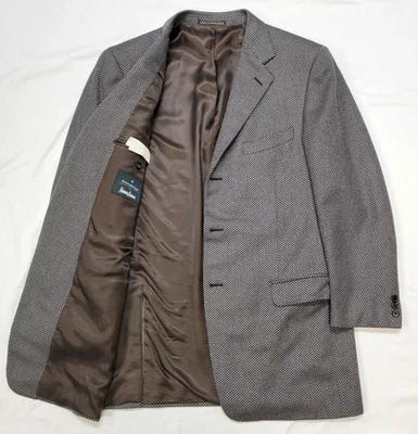 Ermenegildo Zegna 100% CASHMERE Nailhead Blazer Men's 44 L EU 54 L Brown Blue - Imagem 1 de 4