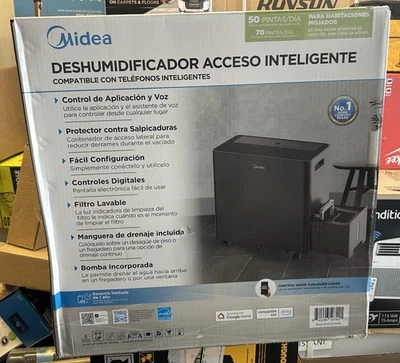 Midea MAD50PS1AWBL Smart Access Dehumidifier with Built-in Pump Black 50-Pint - Image 1 of 2