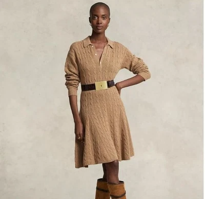 NUEVO CON ETIQUETAS POLO RALPH LAUREN CABLE TEJIDO LANA CACHEMIR SUÉTER VESTIDO - M $598 Foto 1 de 4