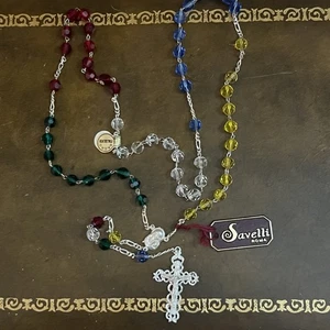 Vintage Savelli Roma Sterlingsilber und bunte Perlen Rosenkränze - Bild 1 von 13