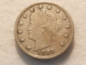 Moneda de cinco centavos de níquel Liberty V de 1883 de Estados Unidos - Imagen 1 de 2