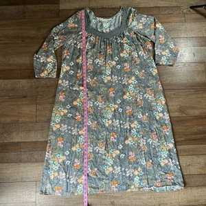 Vermont Country Store grau Blumen Viskose Kleid Damen 2X 3/4 Ärmel Landhaus 15717 - Bild 1 von 6