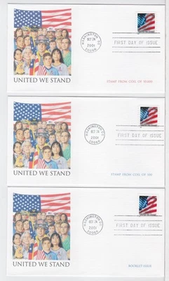 TurtlesTradingPost- United We Stand Flag 2001 #3549-50 FDC- Fleetwood Cachets - Image 1 of 2