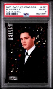 Elvis Presley 2025 Leaf Icons Collection /3 Acetate Red #AB27 PSA 8 - Picture 1 of 2