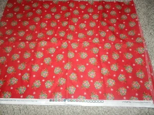 VIP Cranston RED hearts floral bouquet Valentine's Day fabric sold by the yard - Picture 1 of 2