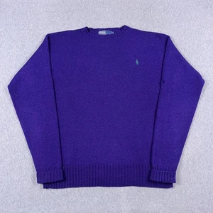 VTG Polo Ralph Lauren Sweater Mens XL Purple Wool Knit Embroidered Logo 90s Y2K - Picture 1 of 11