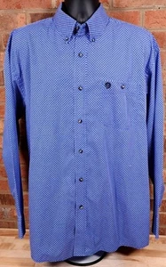 George Strait Collection Wrangler Mens XL Blue Diamond Pattern Long Sleeve Shirt - Picture 1 of 8