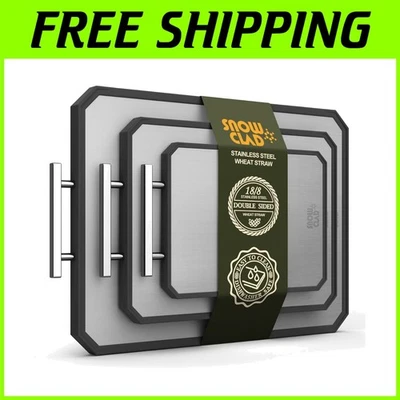 Tabla de cortar extra grande - acero inoxidable/pajita de trigo Foto 1 de 4