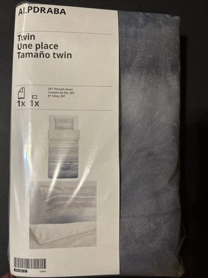 IKEA ALPDRABA Twin Duvet cover + pillowcase Blue/Stripe Bed Set New - Image 1 of 4