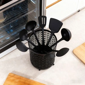 Black Metal Kitchen Bucket Hygienic Drainage Modern Dinning Tool Organiser - Picture 1 of 8