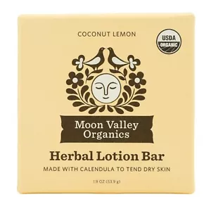 Moon Valley Organics - Herbal Lotion Bar Coconut Lemon 1.9 oz - Picture 1 of 6