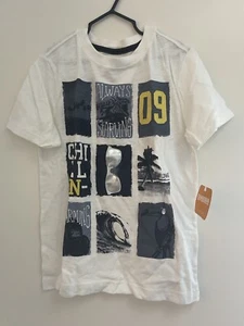 Gymboree Kids Boys Chill 100% Cotton Crew Neck Short Sleeve Shirt White 7 NWT - Picture 1 of 5
