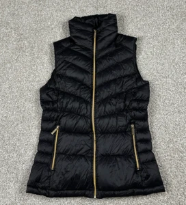 Michael Kors Puffer Vest Womens Small Black Packable Down Fill Quilted Full Zip - Picture 1 of 8