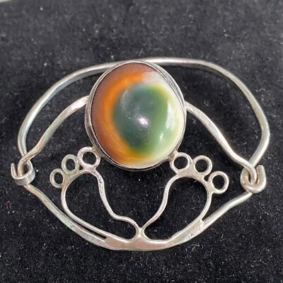 Bracelet 7" Shell Sterling Silver 925 Feet Hippie Handmade Artisan - Image 1 of 4