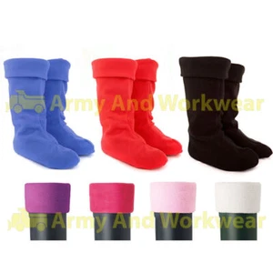 Ladies Fleece Long Wellington Wellie Boot Socks Liners Festival Outdoor Thermal - Picture 1 of 1