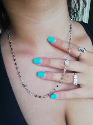 COLLANA A ROSARIO IN ARGENTO 925 RODIATO IN ORO 18KT E PIETRE GRIGIE - Immagine 1 di 4