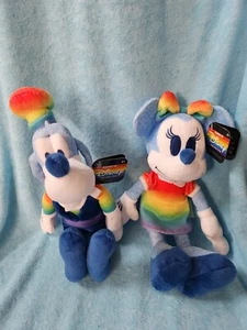 Disney Rainbow Pride Minnie Goofy Plush NEW - Picture 1 of 4