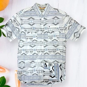 FREE PLANET SouthWestern Aztec Button Up Shirt Hippie Y2K 420 Beach Kidcore - Picture 1 of 10