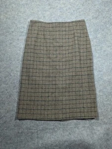 Vintage Woolrich Tan Brown Plaid Pencil Skirt Size 10 Wool Blend Old Money  - Picture 1 of 7