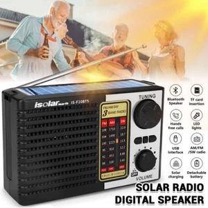 Solar Portable FM/AM SW Radio Digital Bluetooth Speaker MP3 Player Rechargeable - Picture 1 of 13