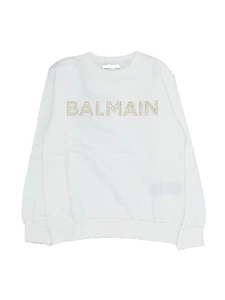 SUDADERA BALMAIN LOGO BORDADO BLANCO BT4Q10 100OR - Imagen 1 de 1