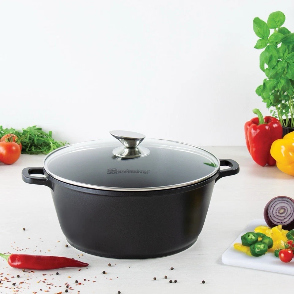 Nea Stockpot Nera Black 44cm - Large Capacity Premium Die-Cast Aluminium with - Image 1 of 4