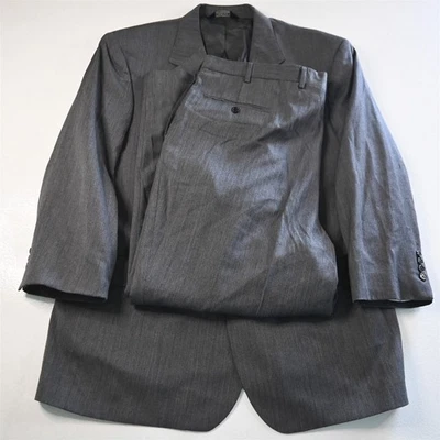 Jos A Bank 48R 42x29 Gris Espiga 100% Lana Hombre Chaqueta Pantalones Traje Foto 1 de 4