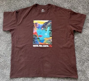 Nike T Shirt Mens XXL Brown Short Sleeve Crew Neck Water Fire Earth FB9813 - Picture 1 of 3