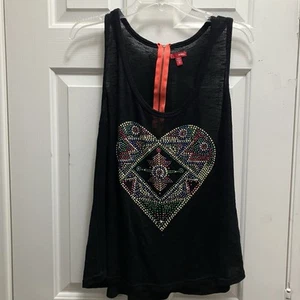 Bongo Black Women's Tank Top Medium Racerback Embellished Summer Sz 2x - Picture 1 of 5