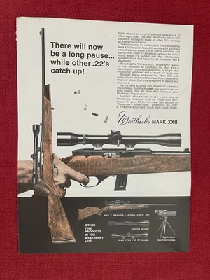 Weatherby Mark XXII Deluxe .22 Rifle 1970 Print Ad Hunting Gun Sport Ad - Image 1 of 3