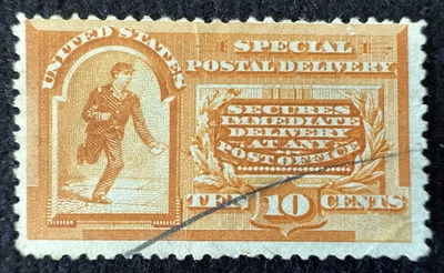 1893 US 10c Special Delivery Stamp Used, SC#E3 (CV $50) - Image 1 of 2